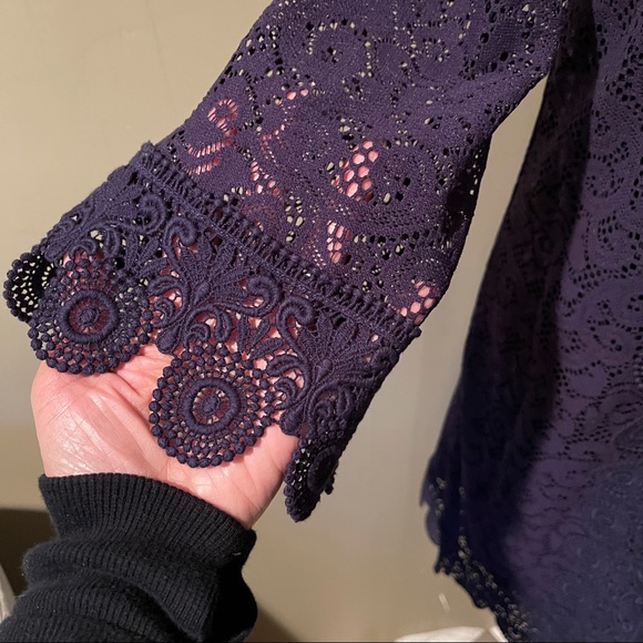 Laundry Women’s Navy Lace Overlay Dress SZ 2 - Picture 2 of 13